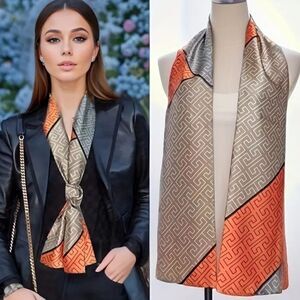 Narrow Silky Scarf Streamer Hair Ornament Tied Small Scarf